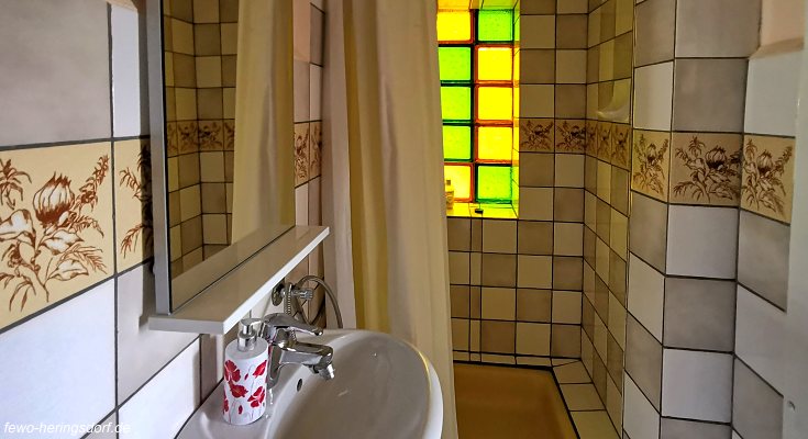 Duschbereich im Bungalow auf Usedom